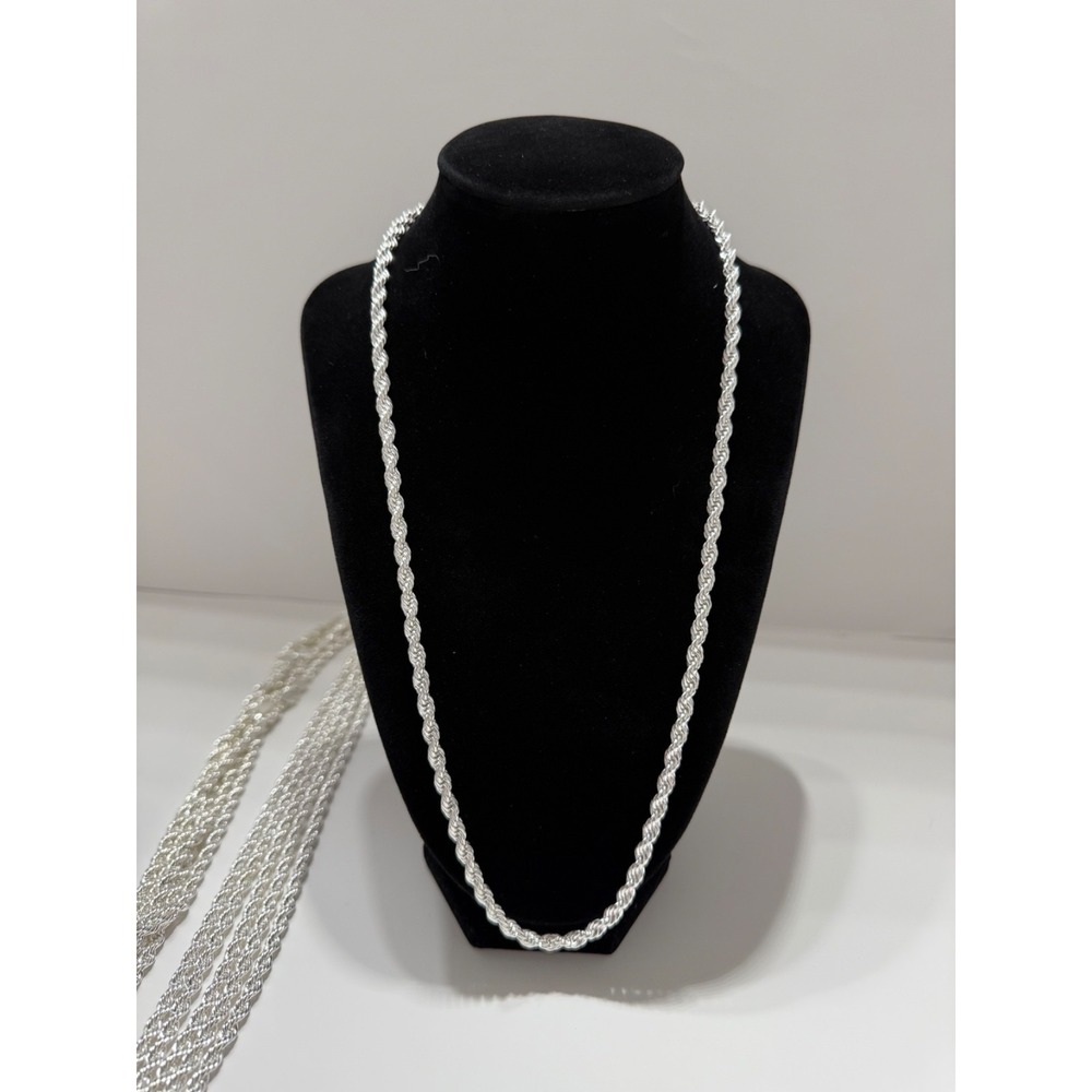 rope chain necklace silver filled stamped 24inch 5mm lobster clasp